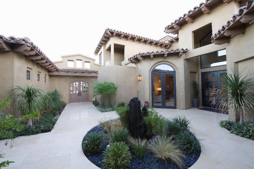 white tiled courtyard