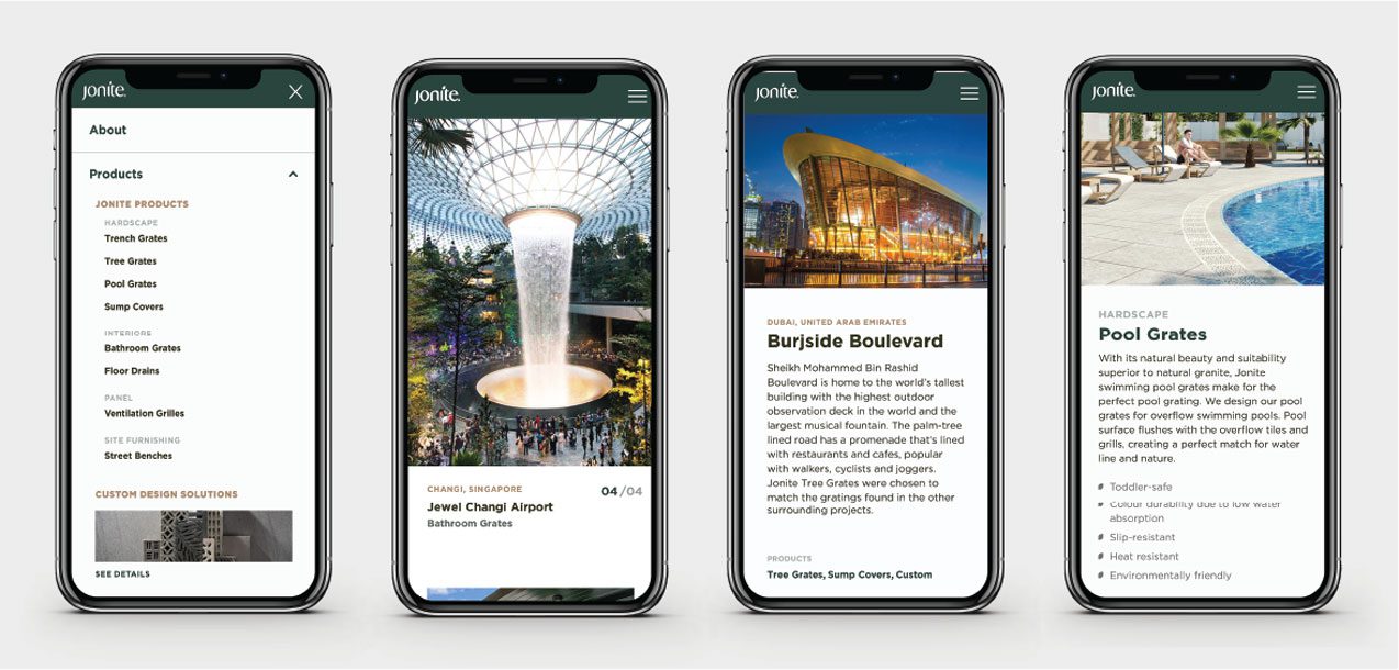 Jonite website on phone