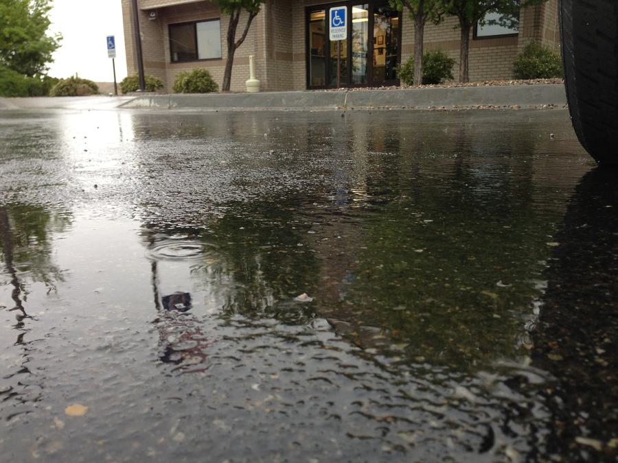 Parking lot with surface water