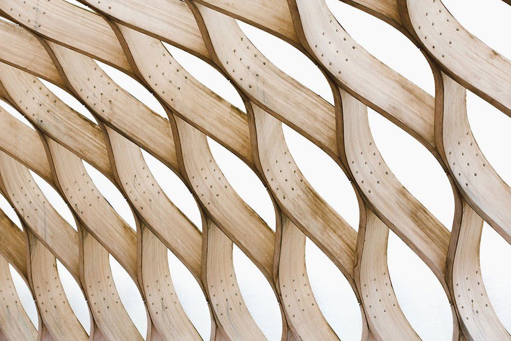 a frame structure built from lengths of pine