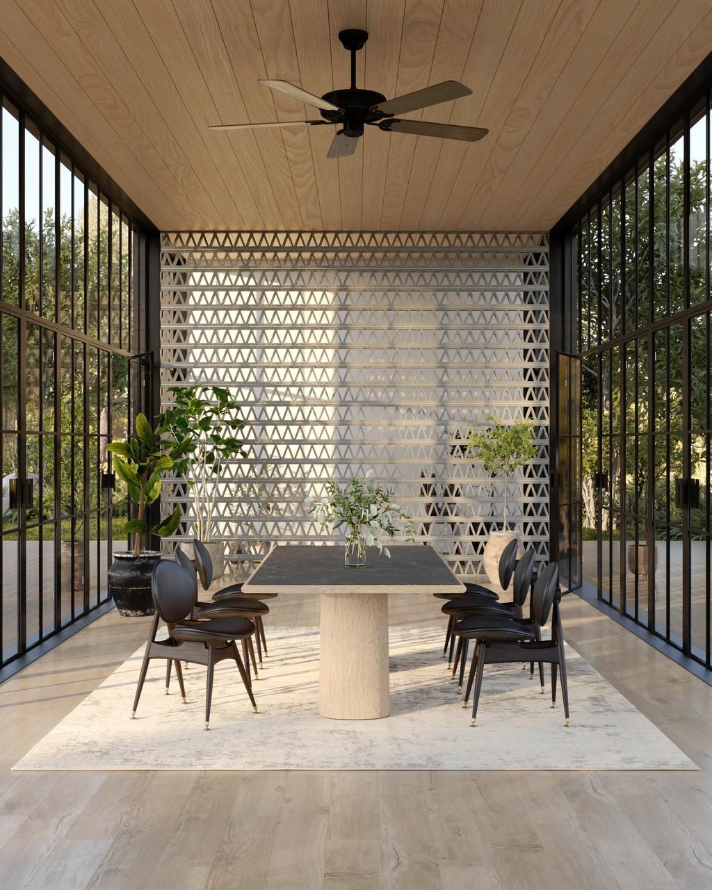 Jonite Breeze Blocks in a modern glass room