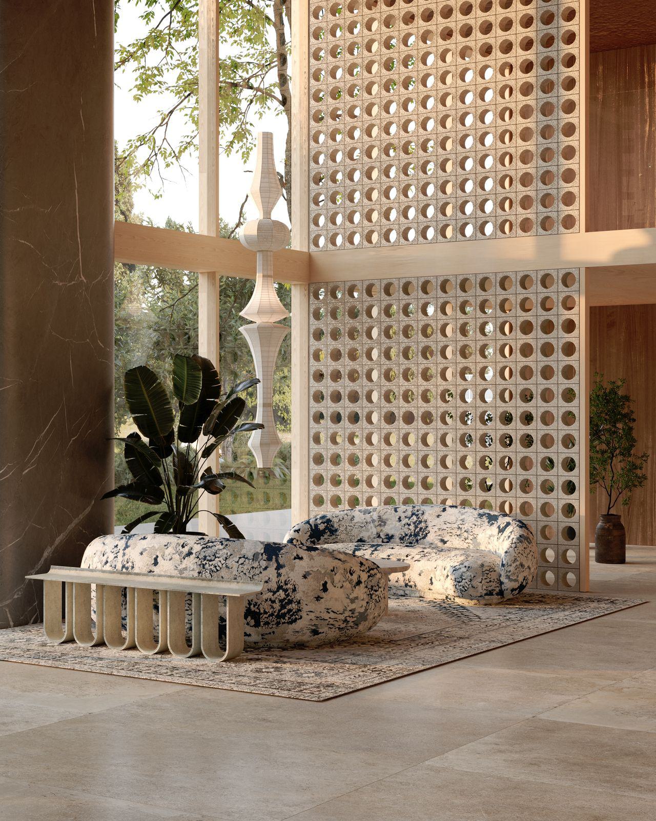 Jonite Breeze Blocks used as a very tall interior wall